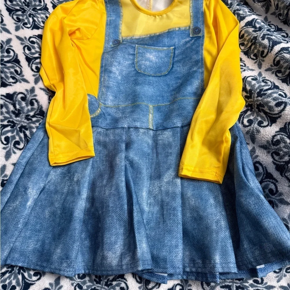 Rubie's Despicable Me Minions Girls sz M Yellow Blue Costume Dress& Goggles NEW - Picture 8 of 16